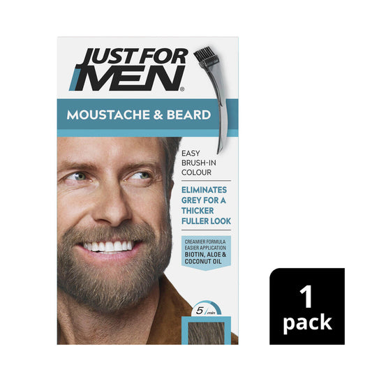 Just For Men Moustache & Beard Brush In Colour Gel Medium Brown - 1 pack