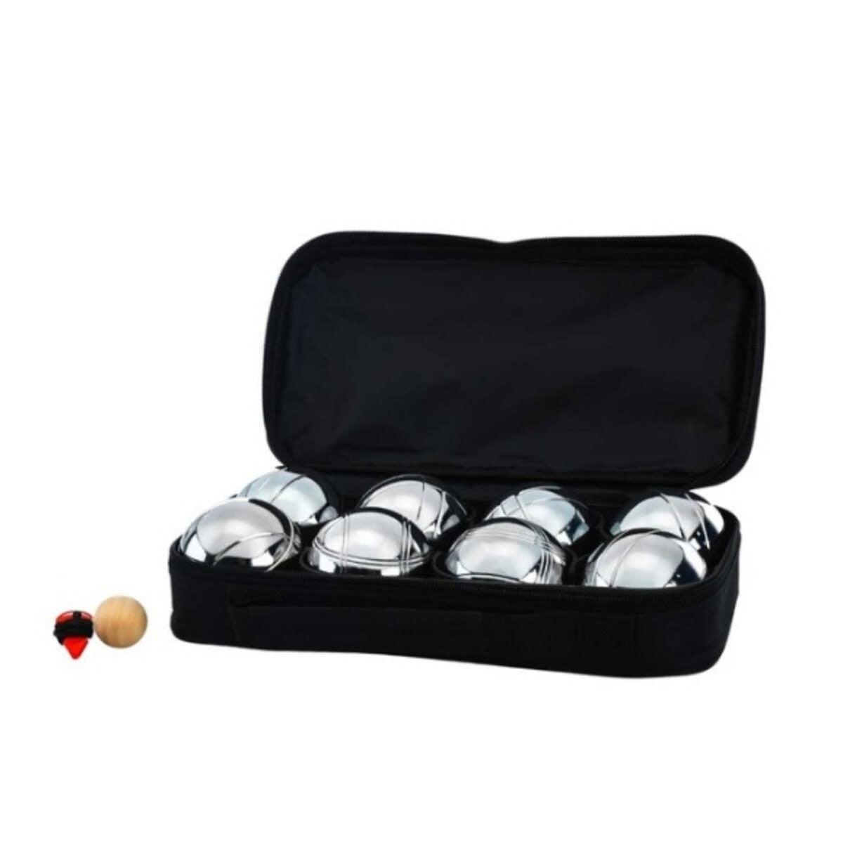 Jenjo Bocce Pétanque Set Model 10 Silver Metal with Carry Case