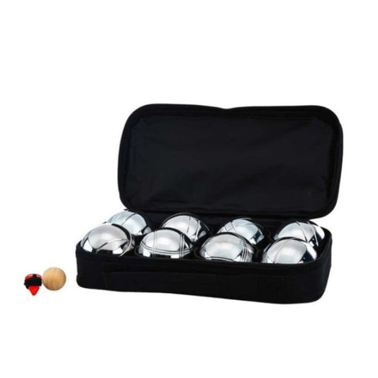 Jenjo Bocce Pétanque Set Model 10 Silver Metal with Carry Case