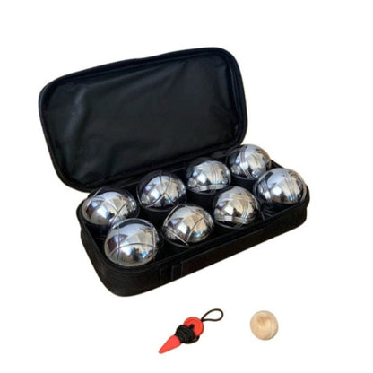Jenjo Bocce Pétanque Set Model 10 Silver Metal with Carry Case