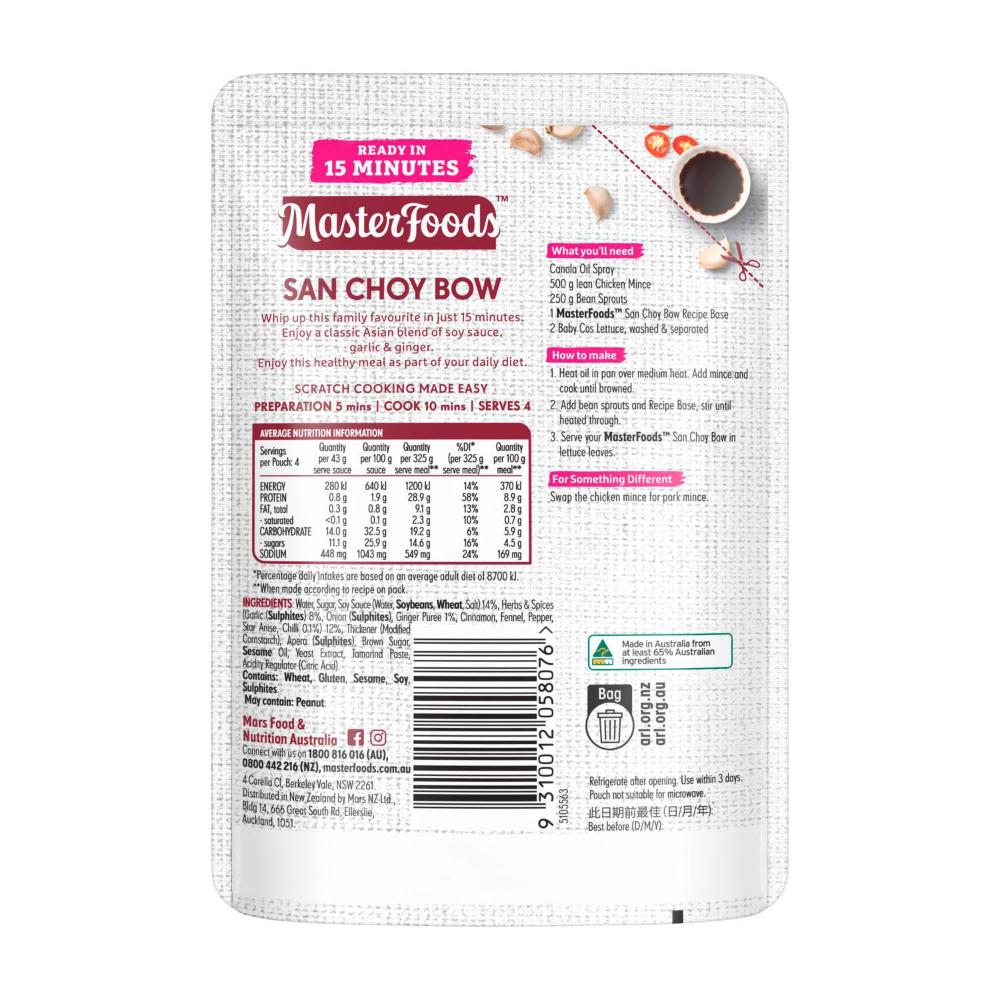 MasterFoods Recipe Base San Choy Bow - 175g