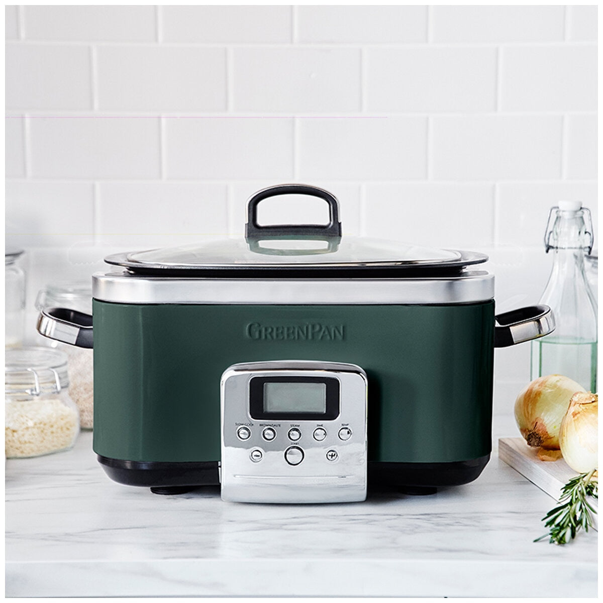 Greenpan Slow Cooker CC009380-001 Pine Green Pfas-Free 6L