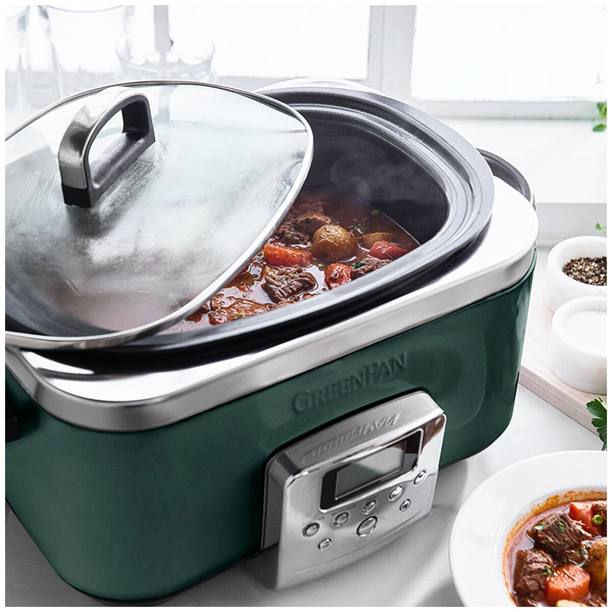 Greenpan Slow Cooker CC009380-001 Pine Green Pfas-Free 6L