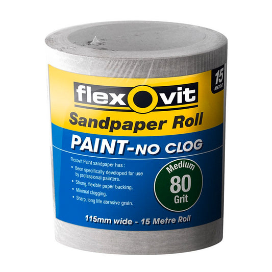 Flexovit Sandpaper Roll - 115mm x 15m - 80 Grit