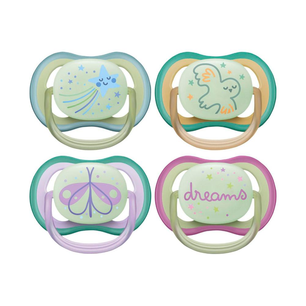 Philips Avent Soother Air Nighttime Mix Bpa Free 0-6 Months - 2 Pack