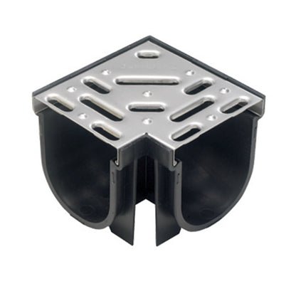 Everhard Easydrain Pressed Stainless Steel Grate and Corner - 171 x 171mm - Black