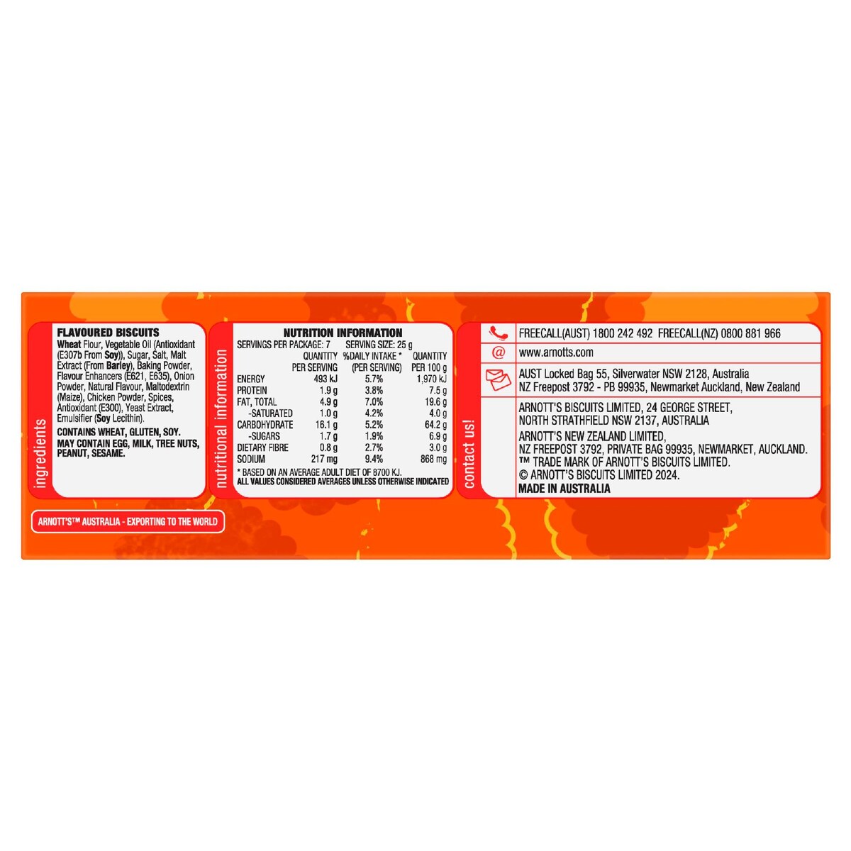 Arnotts Shapes Chicken Crimpy Cracker Biscuits 175g