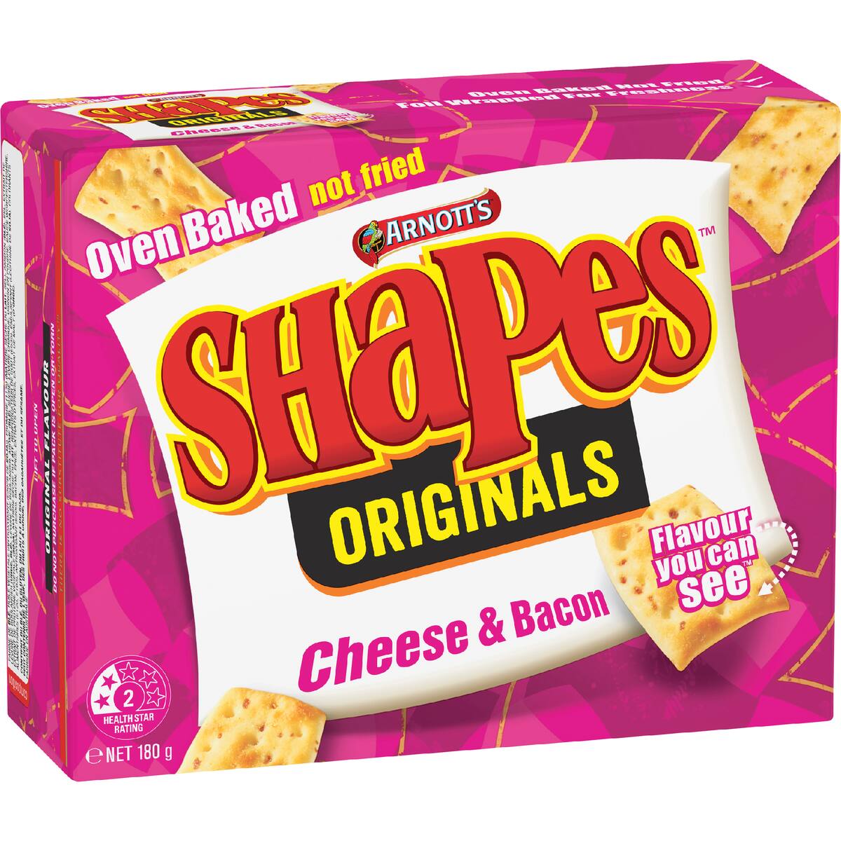 Arnott's Shapes Cheese & Bacon Cracker Biscuits 180g