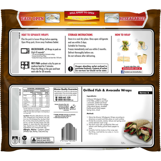 Mission Wraps Wholegrain 8 Pack 567g