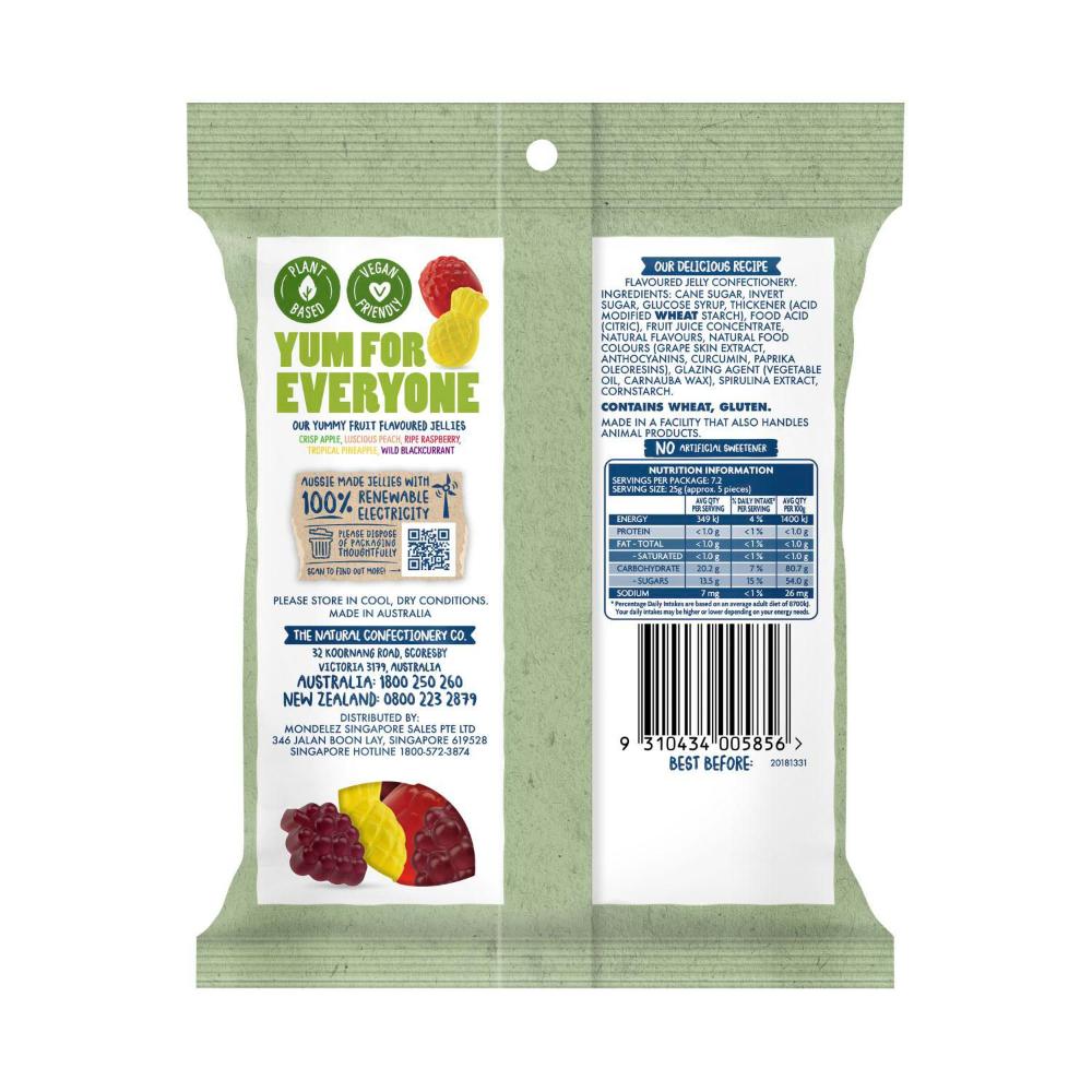 The Natural Confectionery Co. Vegan Fruit Flavoured Jellies Lollies - 180g