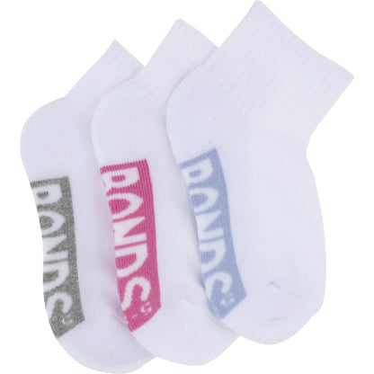 Bonds Kids Socks Sport 1/4 Size 2-8 Assorted 3 Pack