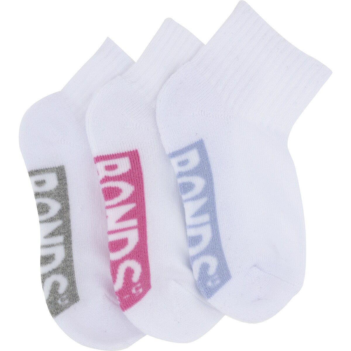 Bonds Kids Socks Sport 1/4 Size 2-8 Assorted 3 Pack