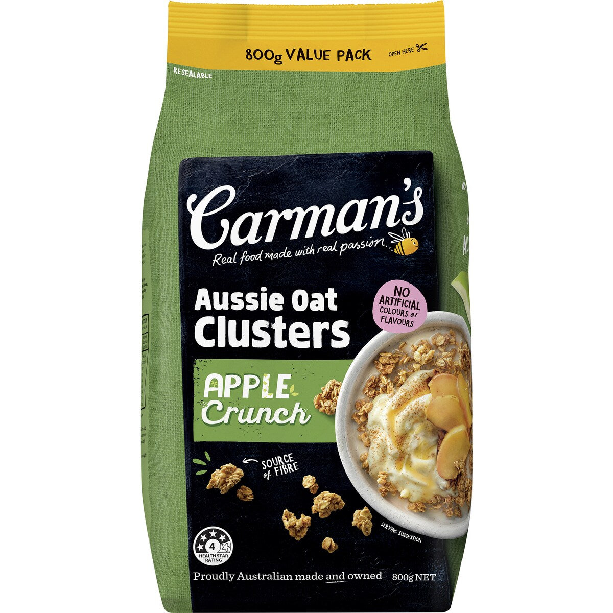 Carmans Clusters Aussie Oat Apple Crunch 800g