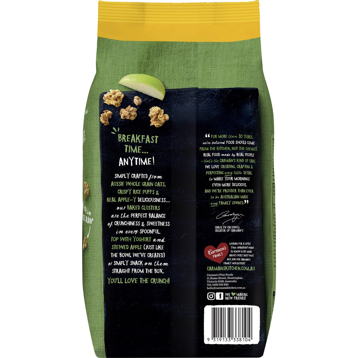 Carmans Clusters Aussie Oat Apple Crunch 800g