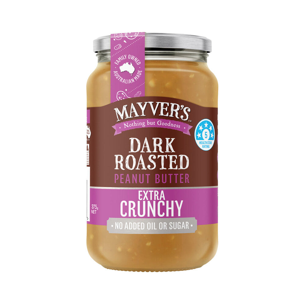 Mayvers Dark Roasted Extra Crunchy Natural Peanut Butter - 375g