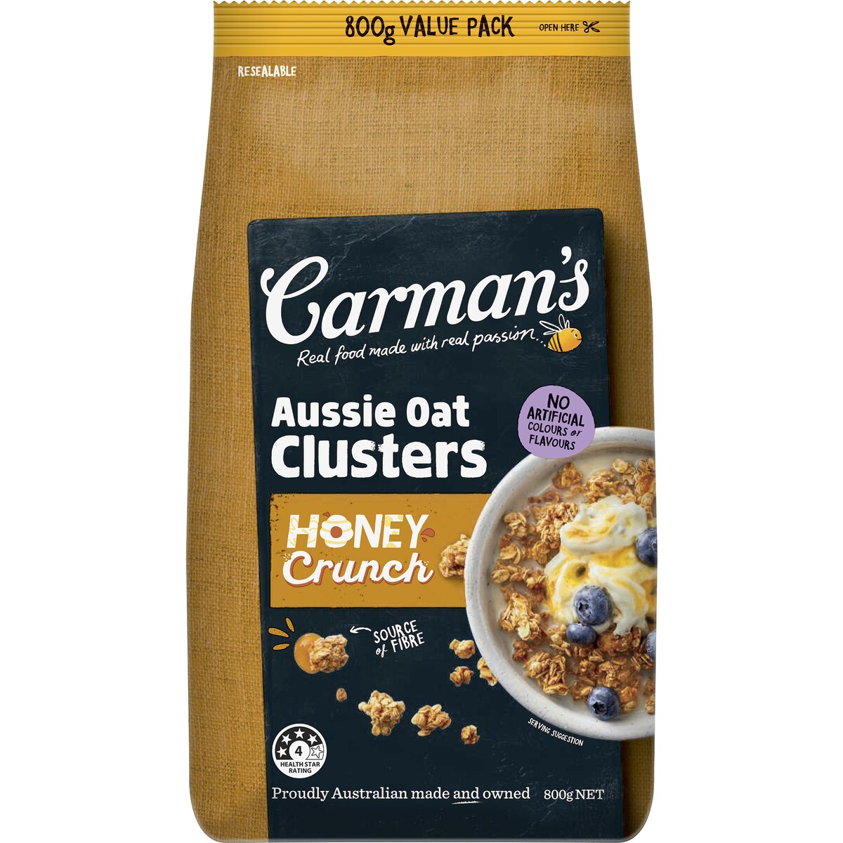 Carmans Clusters Aussie Oat Honey Crunch 800g