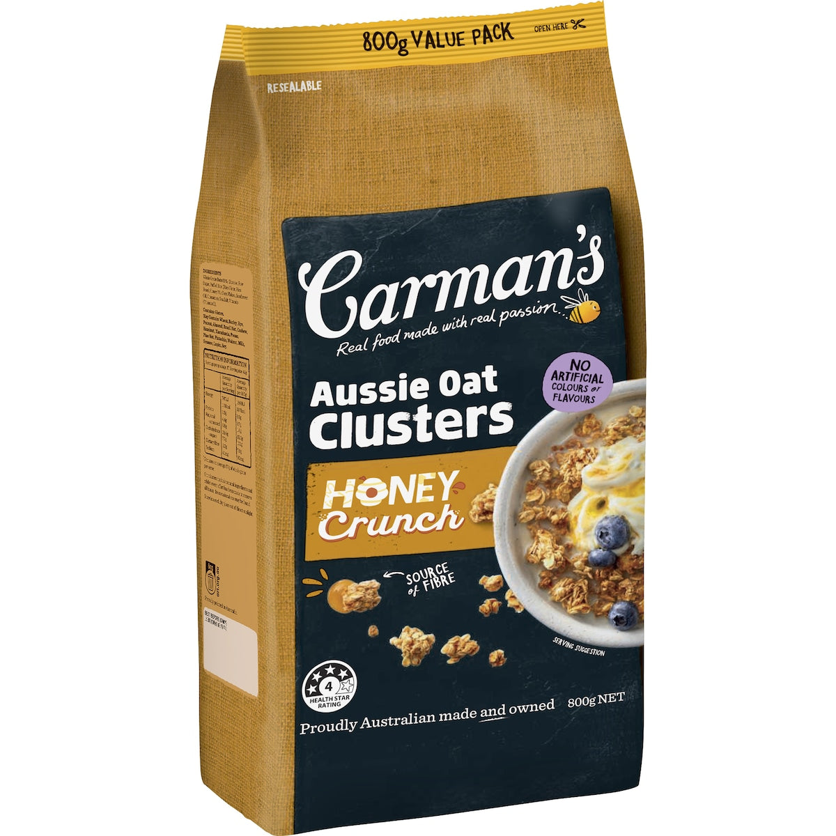 Carmans Clusters Aussie Oat Honey Crunch 800g