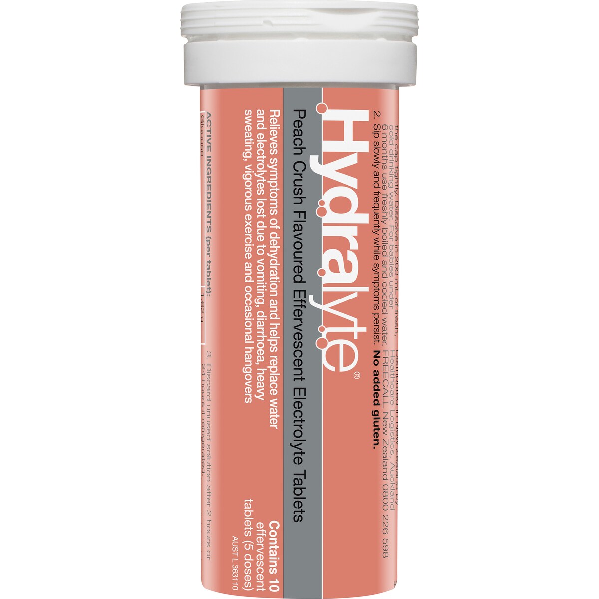 Hydralyte Effervescent Electrolyte Tablets Peach Crush 10 pack