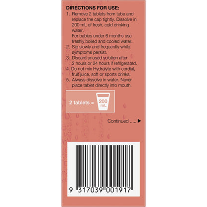 Hydralyte Effervescent Electrolyte Tablets Peach Crush 10 pack
