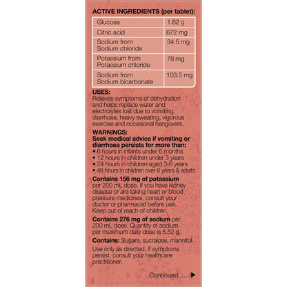 Hydralyte Effervescent Electrolyte Tablets Peach Crush 10 pack