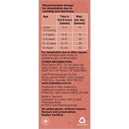Hydralyte Effervescent Electrolyte Tablets Peach Crush 10 pack