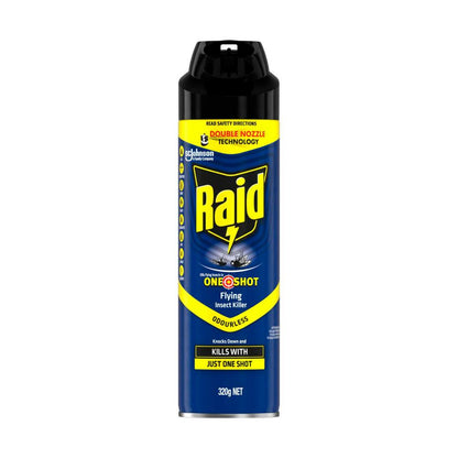 Raid One Shot Pest Odourless Flying Insect Spray Killer With Double Nozzle - 320g