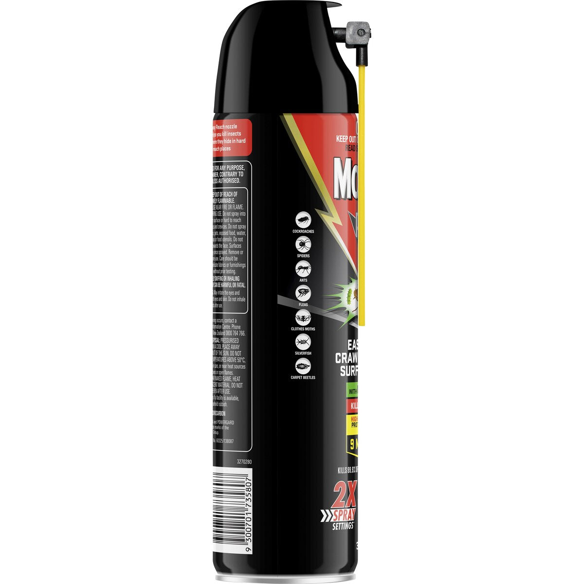 Mortein Powergard Crawling Insect Spray Easy Reach w/ Germ Kill 320g