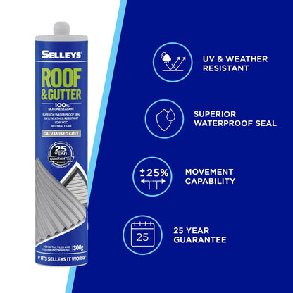Selleys Roof and Gutter Silicone Sealant - 310g - Grey