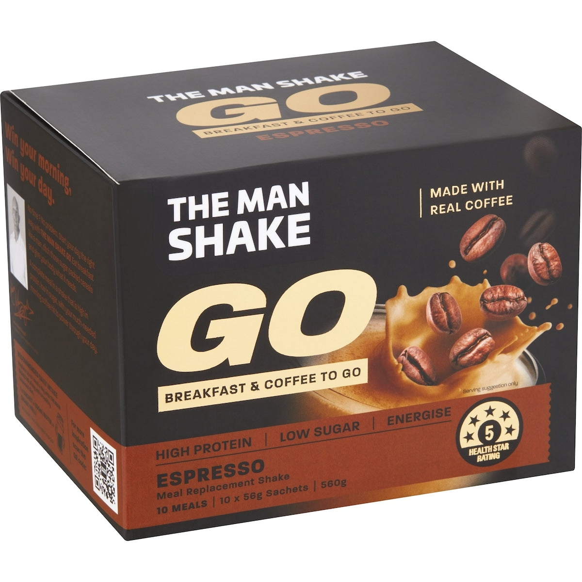 The Man Shake Go Breakfast & Coffee To Go Espresso 10 Pack