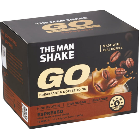 The Man Shake Go Breakfast & Coffee To Go Espresso 10 Pack