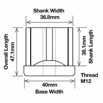 Richmond Square Threaded Tube Insert - M12 - 40mm - 500kg - 2 Pack