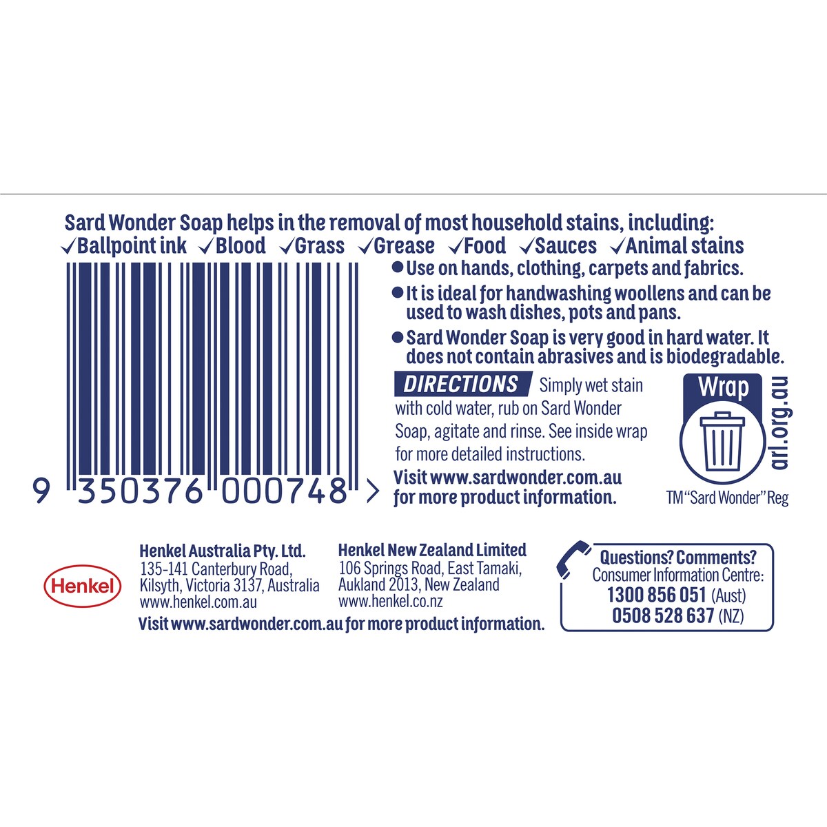 Sard Wonder Soap Stain Remover Eucalyptus 125g