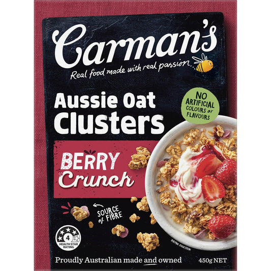 Carmans Clusters Aussie Oat Crunchy Berry Crunch 450g