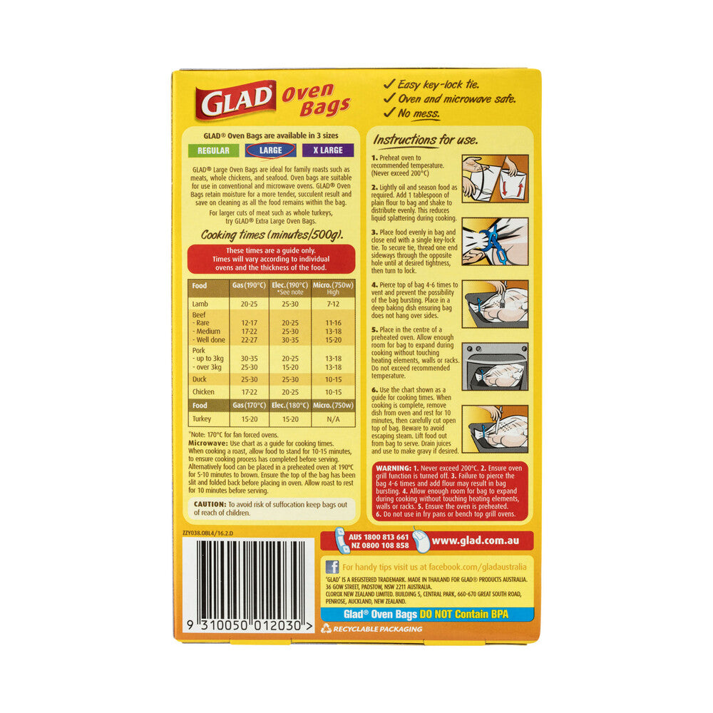 Glad Large Oven Bags - 4 pack