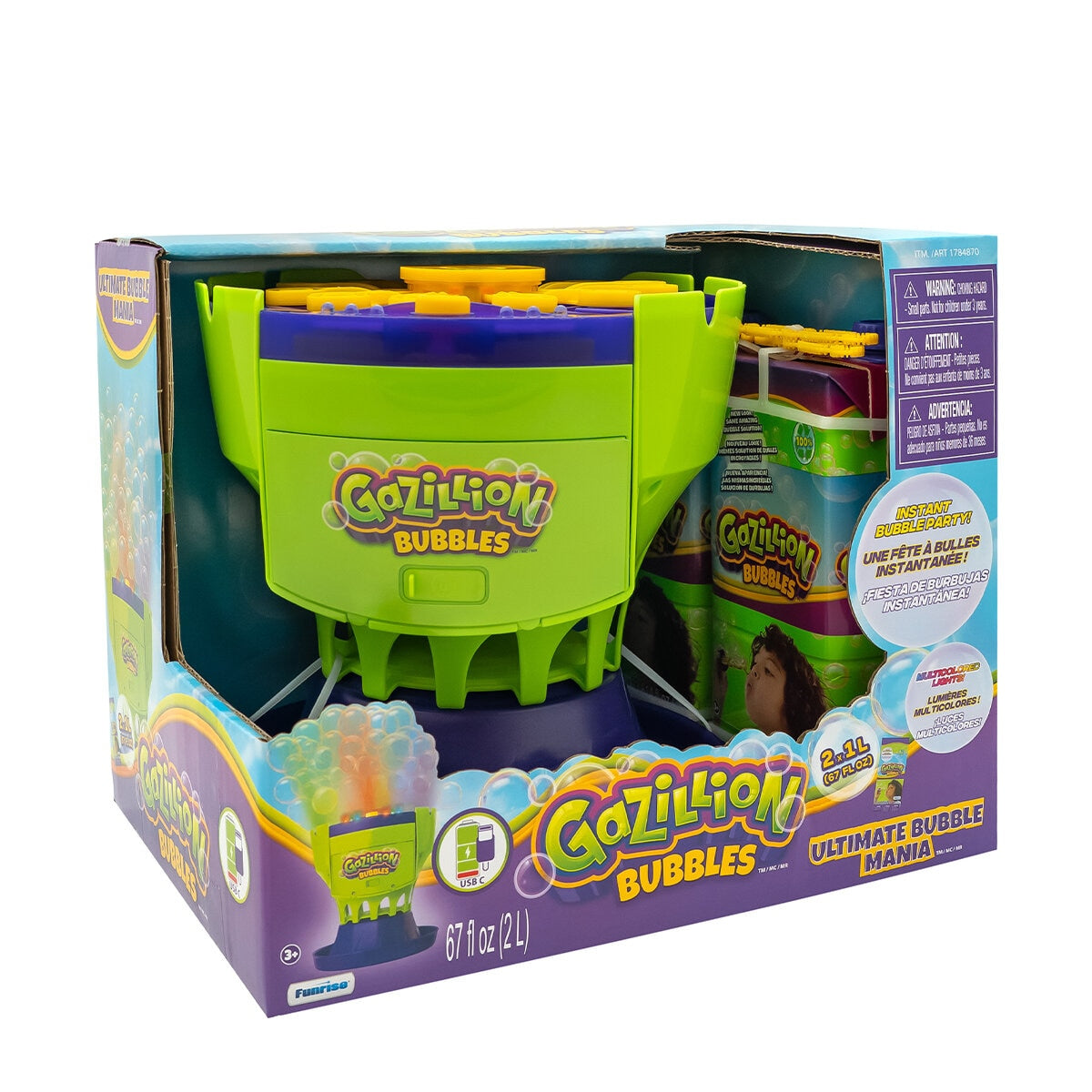 Funrise Bubble Machine 37648 Rechargeable LED Light 2.1L