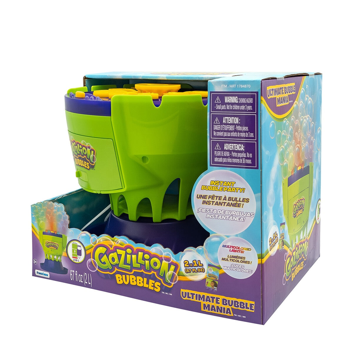 Funrise Bubble Machine 37648 Rechargeable LED Light 2.1L