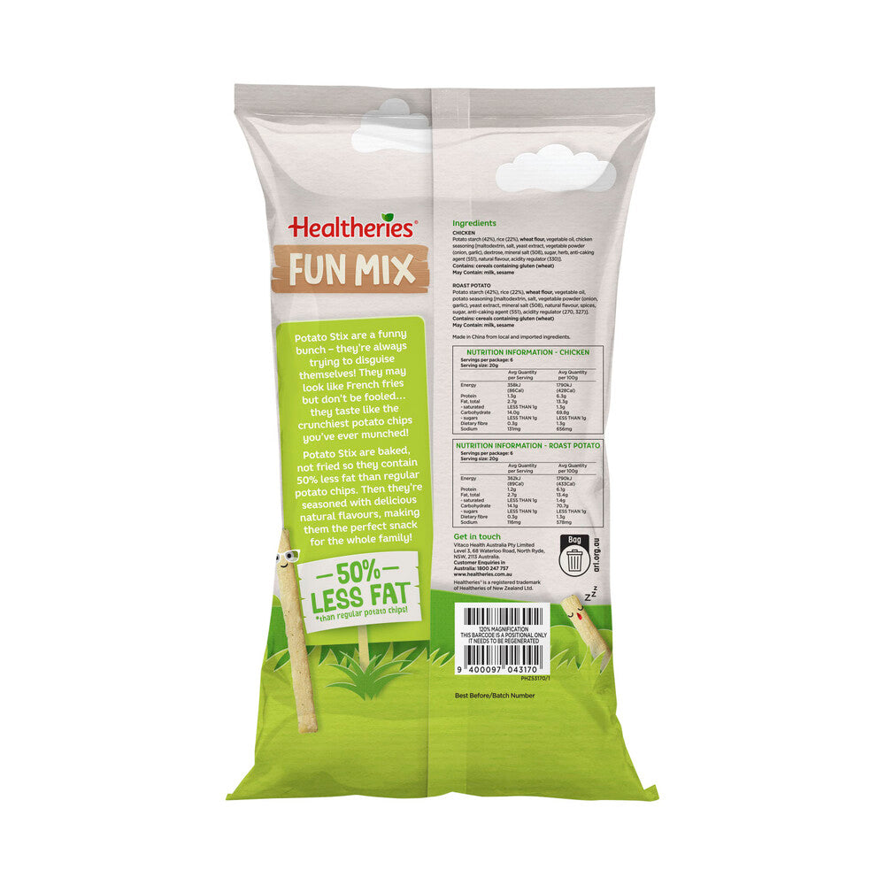 Healtheries Potato Stix Fun Mix Variety Multipack Kids Lunchbox Snacks 12x20g - 240g
