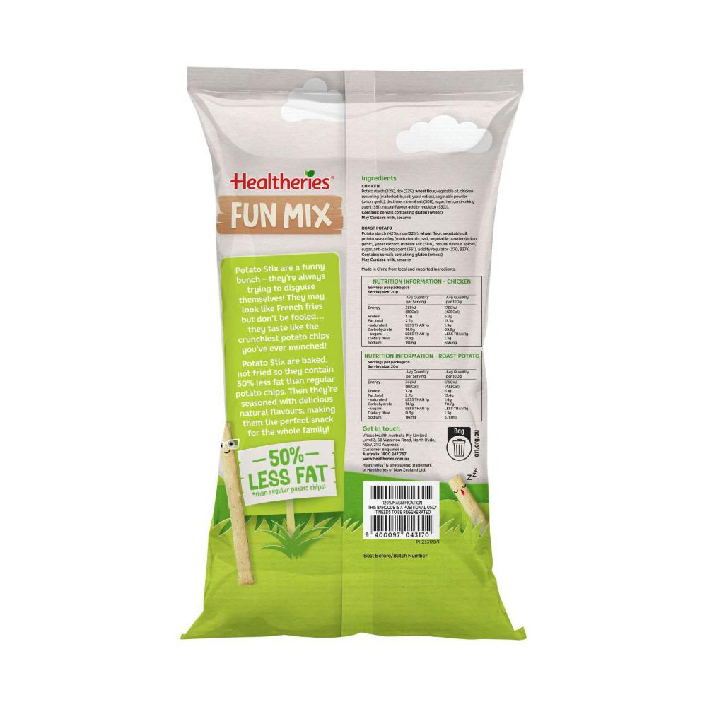 Healtheries Potato Stix Fun Mix Variety Multipack Kids Lunchbox Snacks 12x20g - 240g