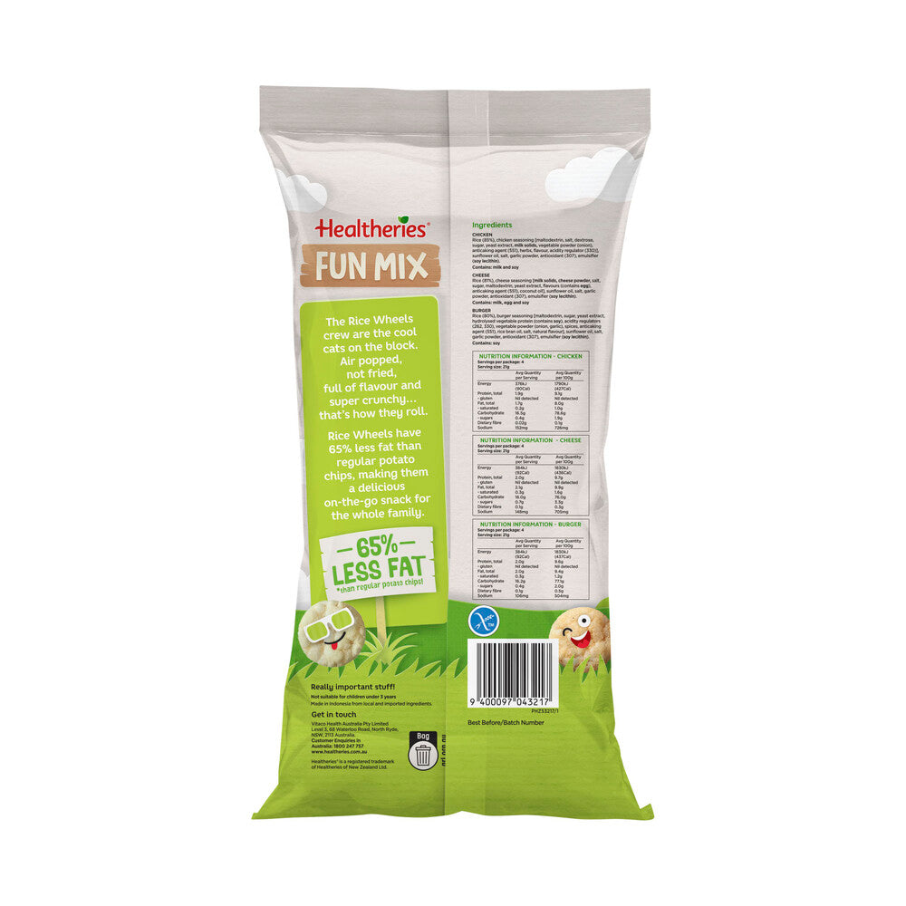Healtheries Rice Wheels Fun Mix Variety Multipack Gluten Free Lunchbox Snacks ... 252g