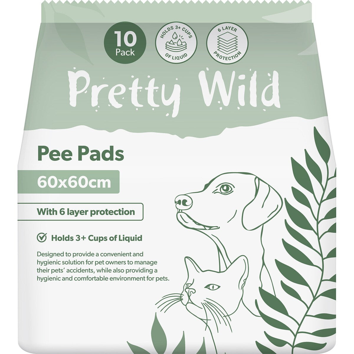 Pretty Wild Pee Pads 60cm x 60cm ForPets 10 pack