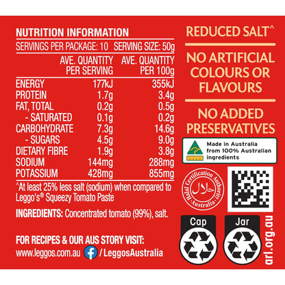Leggos Australian Grown Tomato Paste Triple Concentrate 500g