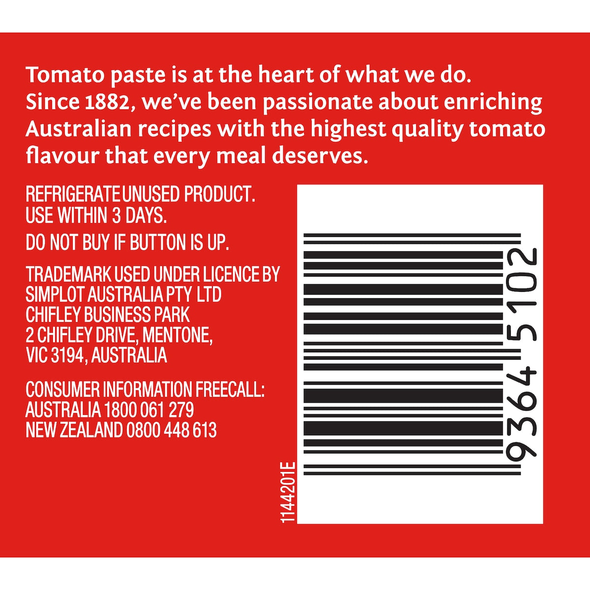Leggos Australian Grown Tomato Paste Triple Concentrate 500g