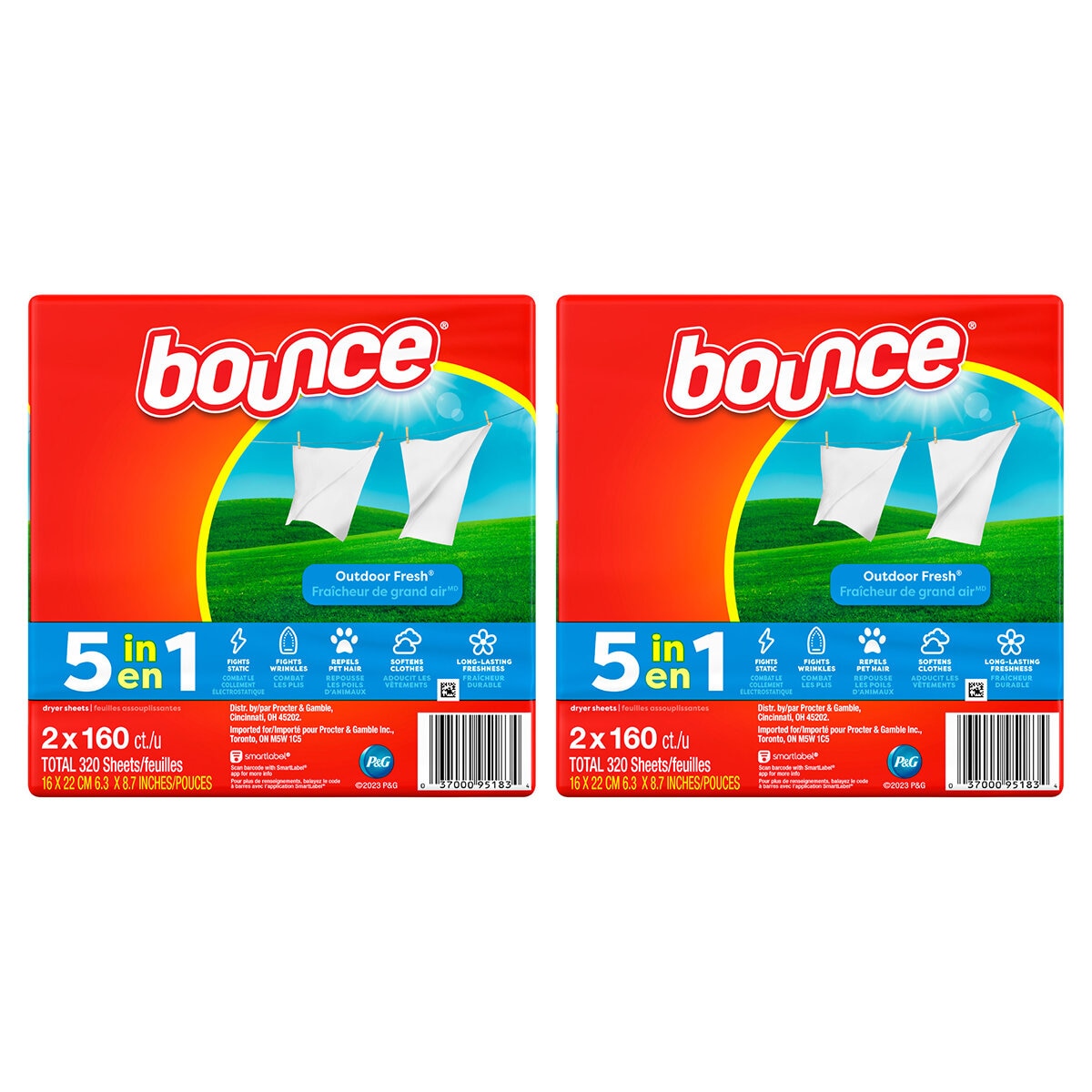 Bounce Fabric Softener Dryer Sheets Anti-Static 4 x 160 Pack