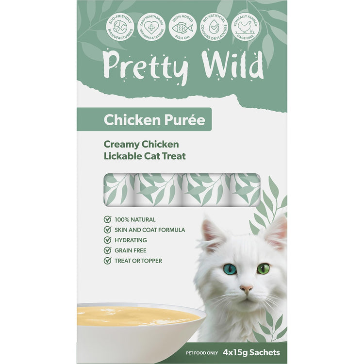 Pretty Wild Chicken Puree Lickable Cat Treat 15g x 4 pack
