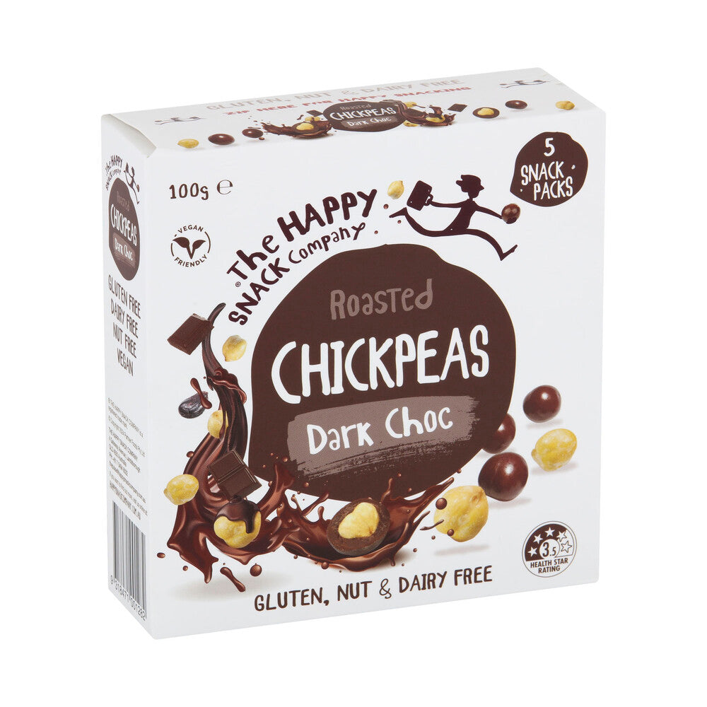 Happy Snack Company Roasted Chickpeas Dark Choc 5x20g - 100g