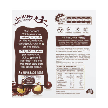 Happy Snack Company Roasted Chickpeas Dark Choc 5x20g - 100g