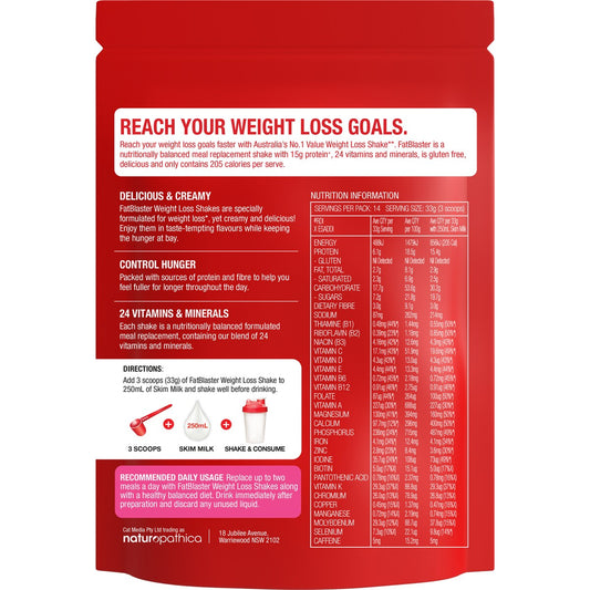 Fat Blaster Weight Loss Shake Raspberry 465g