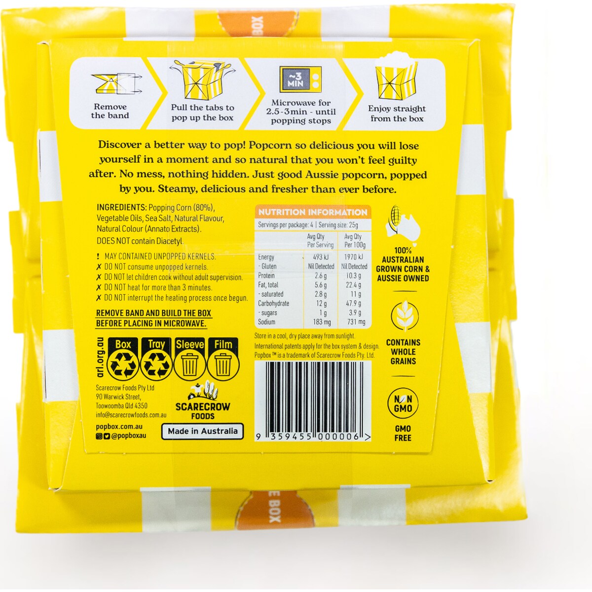 Pop Box Butter Flavour Microwave Popcorn 100g