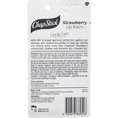 Chapstick Strawberry Lip Balm With Spf 15+ Sunscreen 4.2g