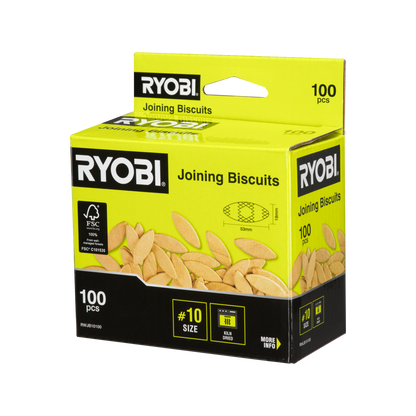 Ryobi Wood Joining Biscuits - No.10 - 53 x 1 x 19mm - 100 Pack